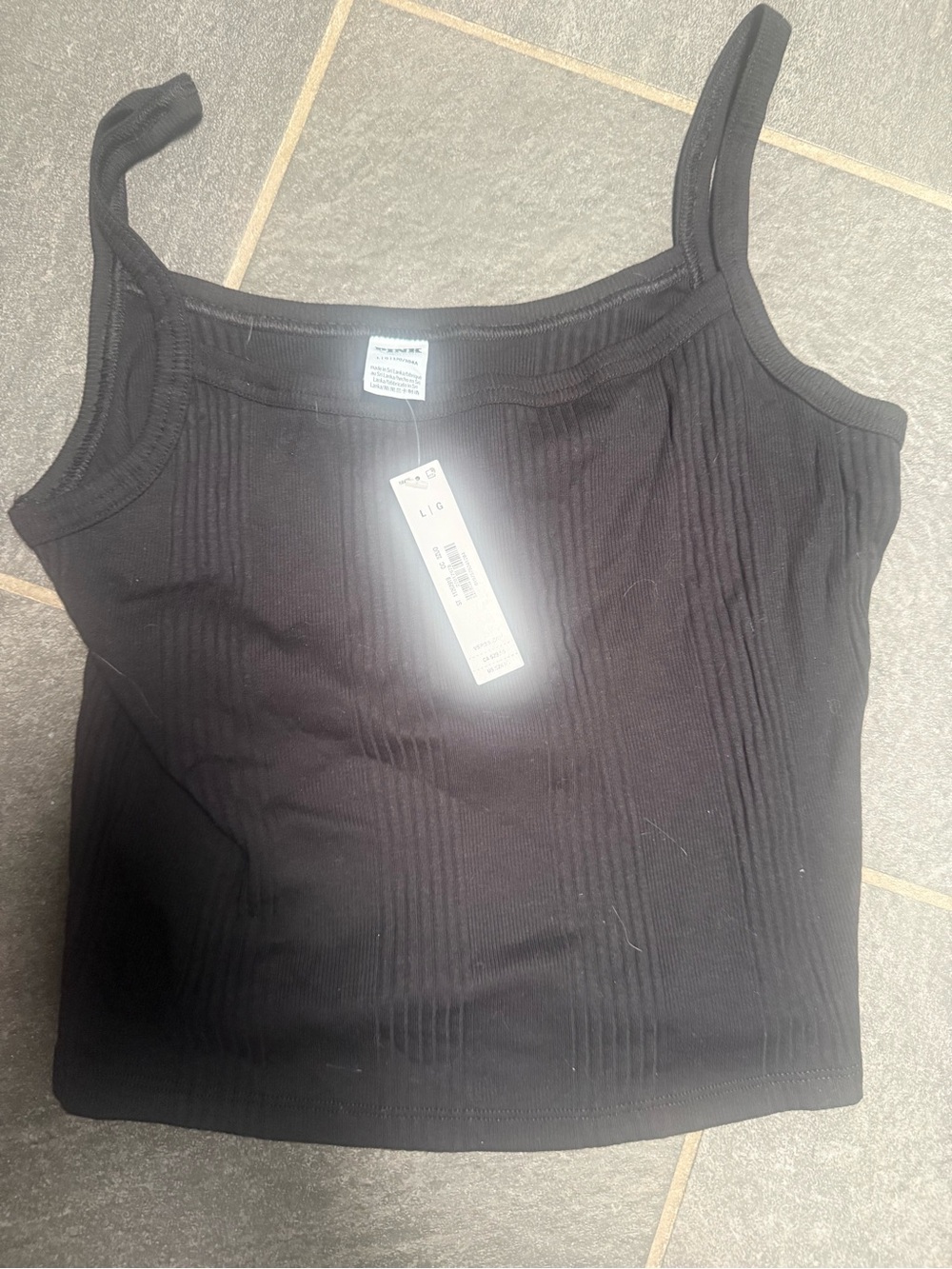 PINK Victoria's Secret Black Ribbed Camisole Tank cropped